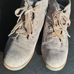 Faux suede zip-up booties